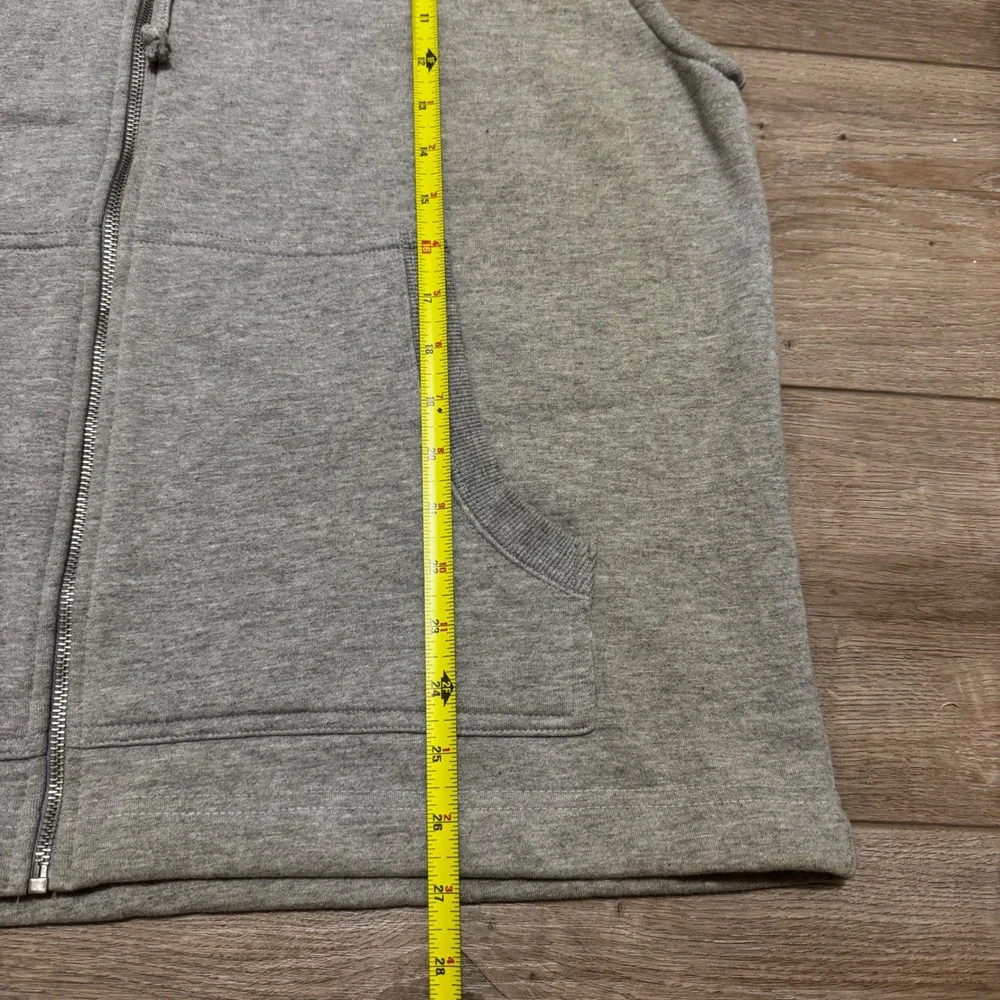 Cowboy Up Mens XL Sleeveless Full Zip Hoodie Gray Flaming Bull Graphic Vest y2k - Picture 7 of 9